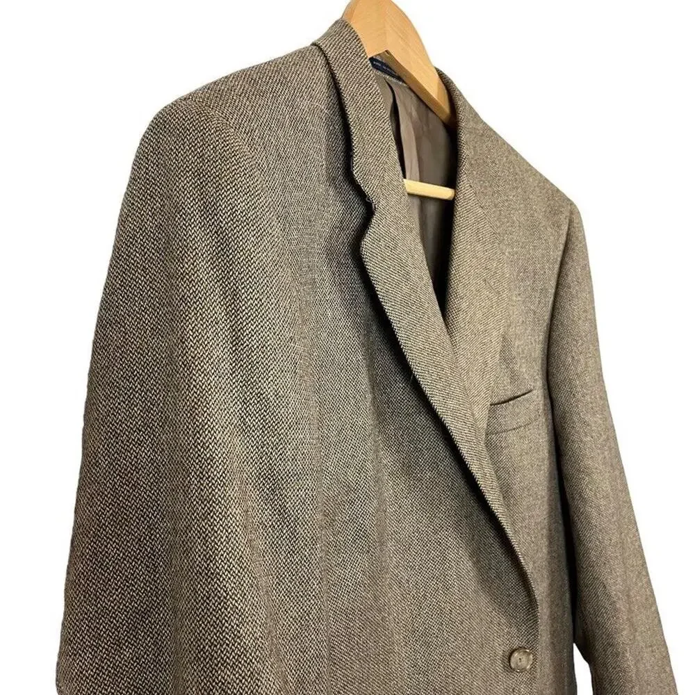 Club Room Mens Brown Beige Woven Suit Jacket Blazer Wool Cashmere sz 42 L